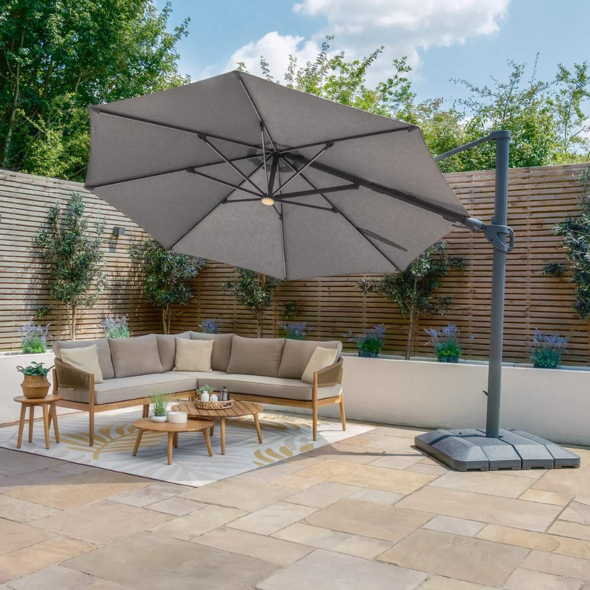 Maze - Aramis Solar LED 3.5m Round Rotating Cantilever Parasol