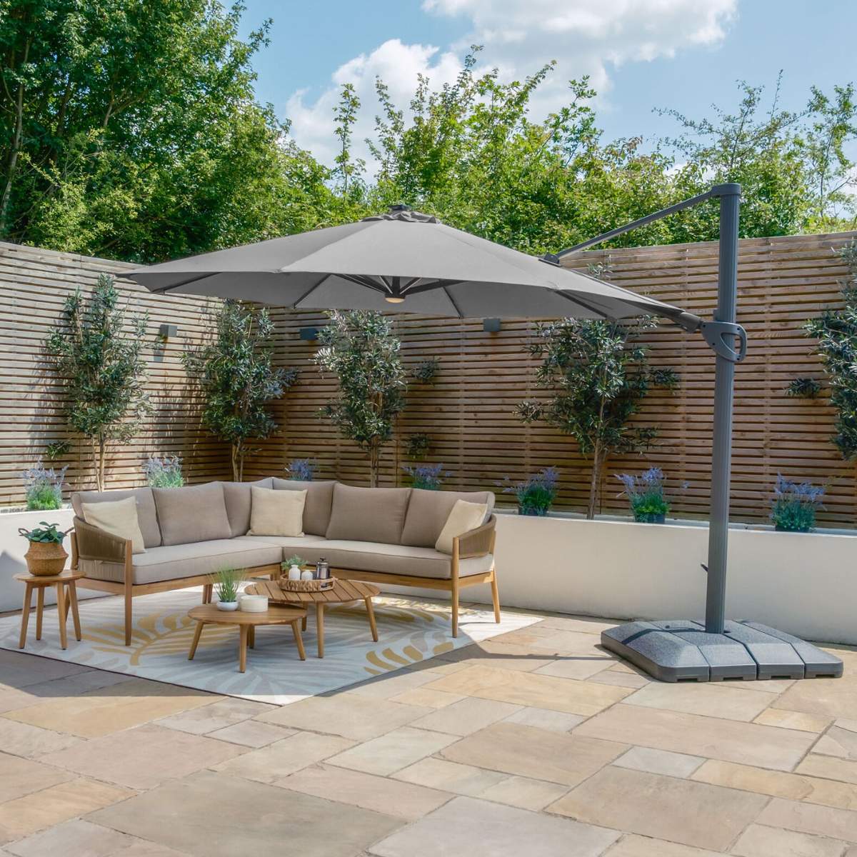 Maze - Aramis Solar LED 3.5m Round Rotating Cantilever Parasol
