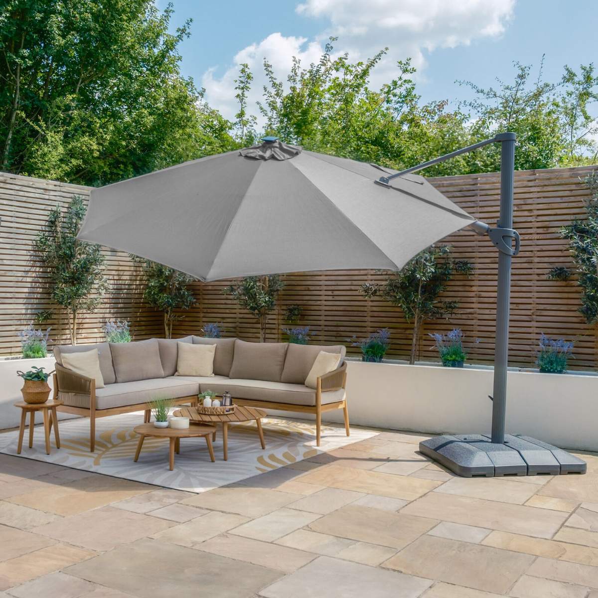 Maze - Aramis Solar LED 3.5m Round Rotating Cantilever Parasol