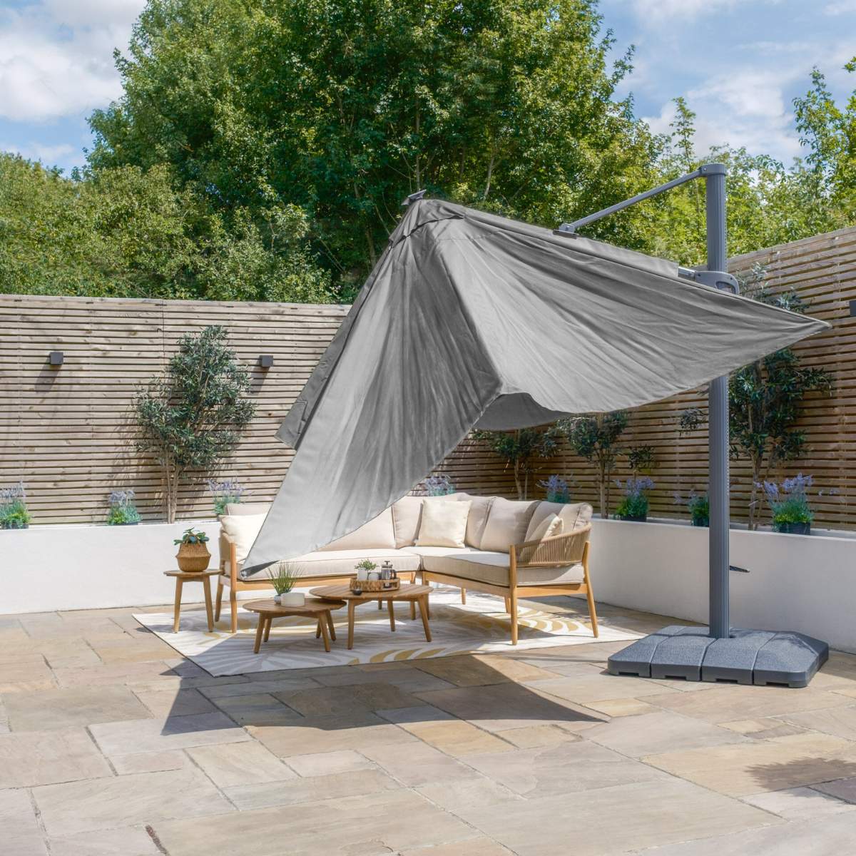Maze - Aramis Solar LED 3m x 4m Rectangular Rotating Cantilever Parasol