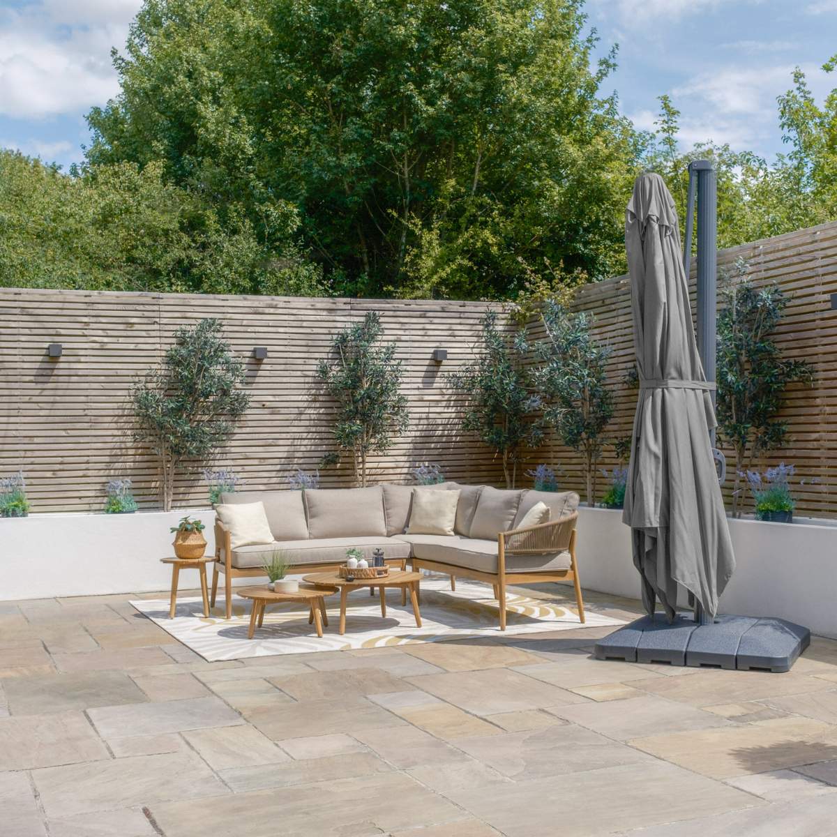 Maze - Aramis Solar LED 3m x 4m Rectangular Rotating Cantilever Parasol