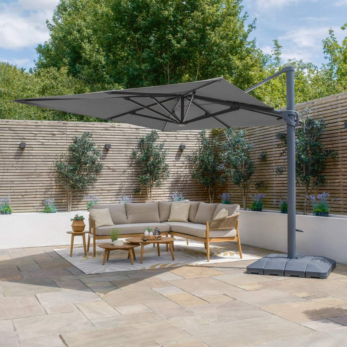 Maze - Aramis Solar LED 3m x 4m Rectangular Rotating Cantilever Parasol
