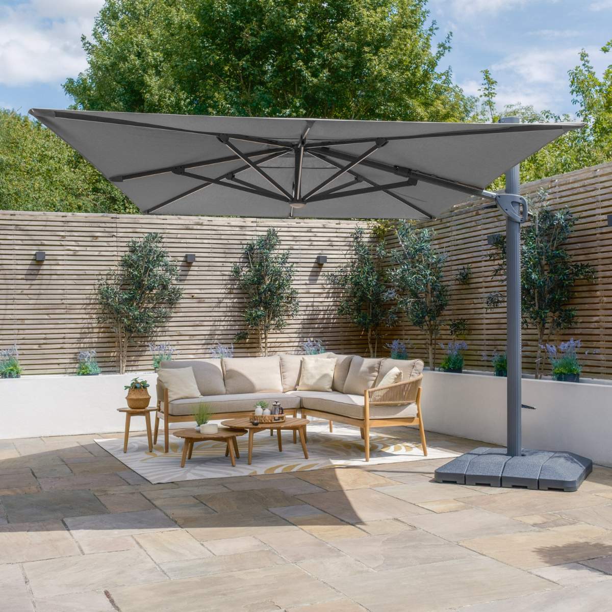 Maze - Aramis Solar LED 3m x 4m Rectangular Rotating Cantilever Parasol