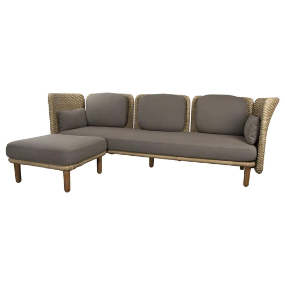 Cane-line Arch 3-Seater Sofa w/ Low Arm/Backrest & Chaise Lounge
