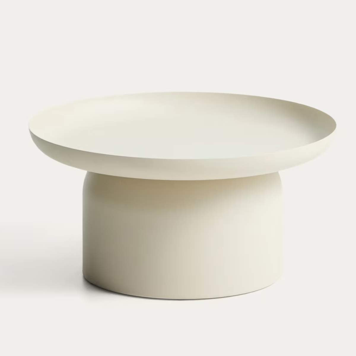 Kave Home Arcola coffee table in ecru aluminium Ø70cm
