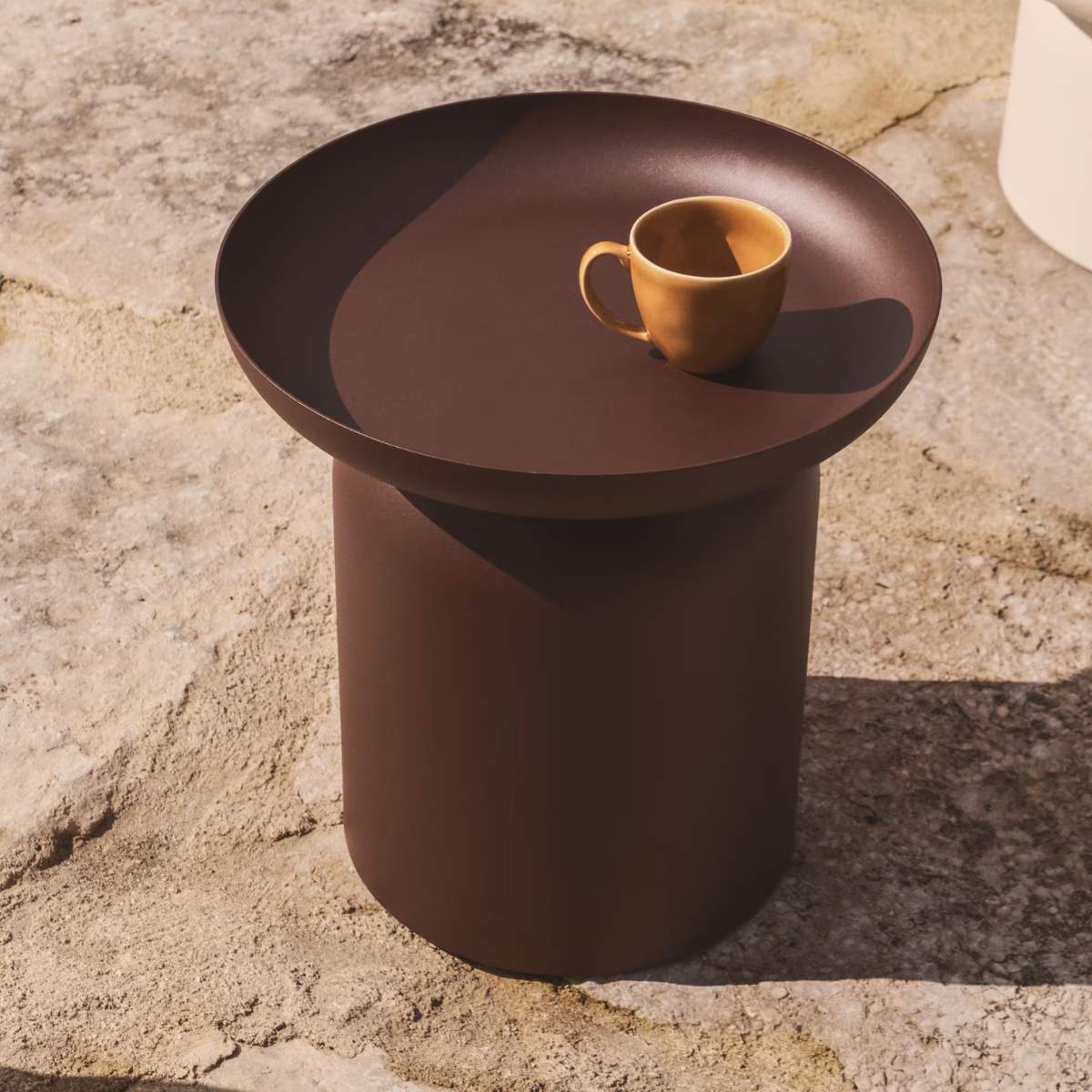 Kave Home Arcola side table in brown aluminium Ø45cm