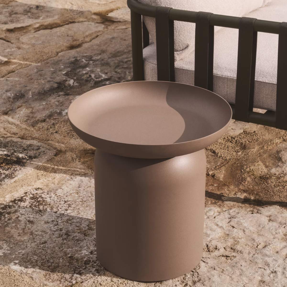 Kave Home Arcola side table in brown aluminium Ø45cm