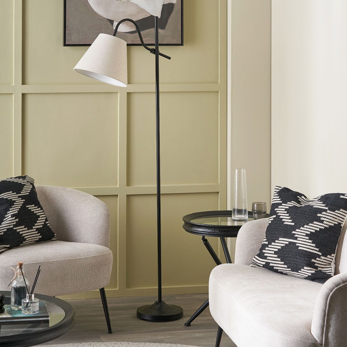 Pacific Lifestyle Ari Black Metal Curved Arm Floor Lamp