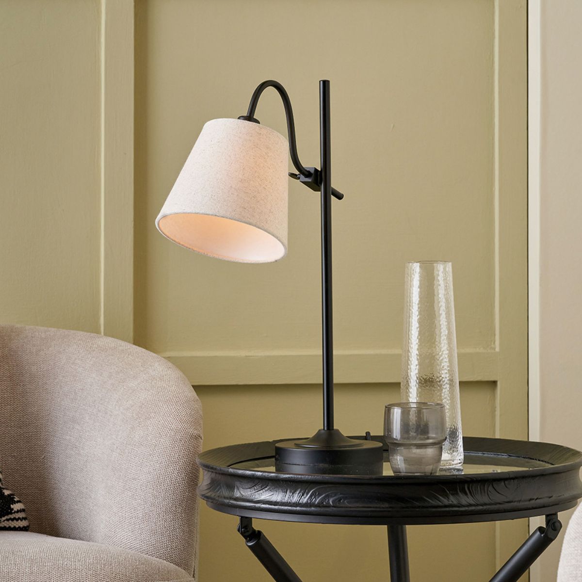 Pacific Lifestyle Ari Black Metal Curved Arm Table Lamp