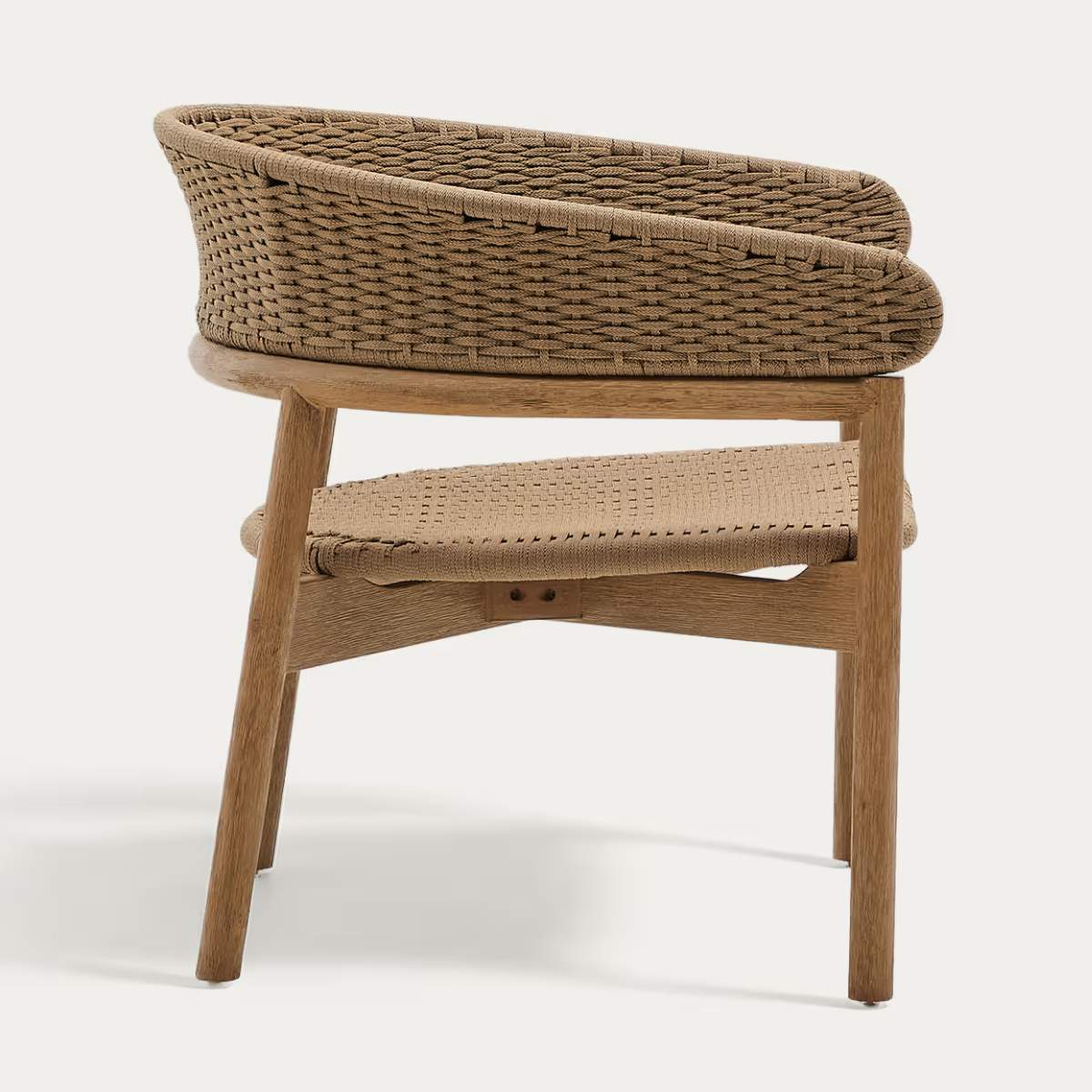 Kave Home Arinella armchair in FSC 100% solid acacia wood with natural finish and beige rope cord