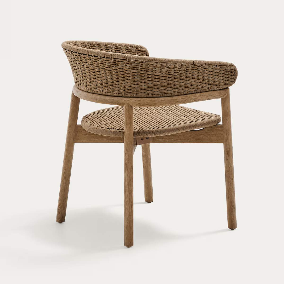Kave Home Arinella chair in FSC 100% solid acacia wood with natural finish and beige rope cord