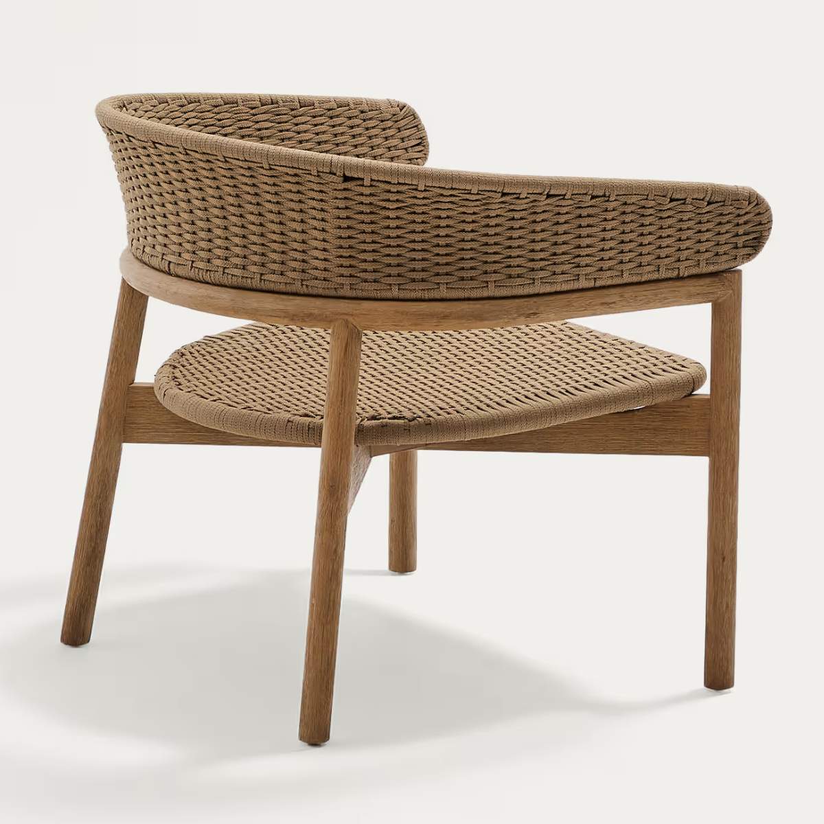 Kave Home Arinella armchair in FSC 100% solid acacia wood with natural finish and beige rope cord