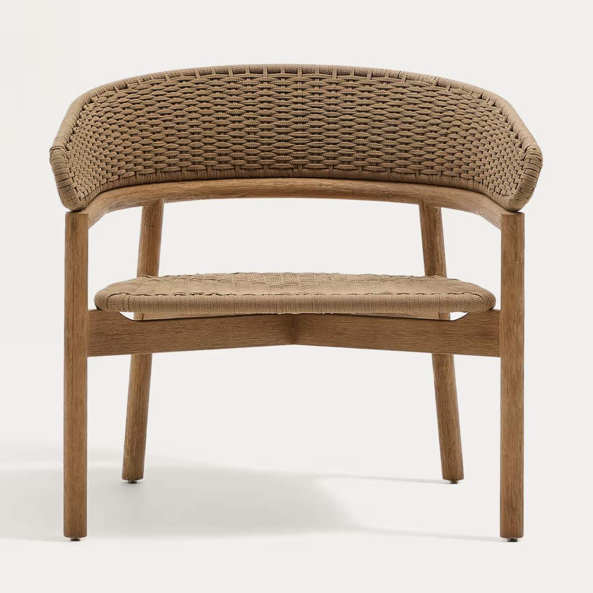 Kave Home Arinella armchair in FSC 100% solid acacia wood with natural finish and beige rope cord