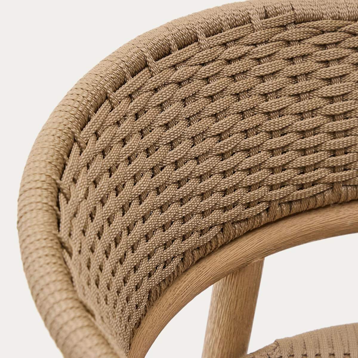 Kave Home Arinella stool in FSC 100% solid acacia wood with natural finish and beige rope cord 75cm