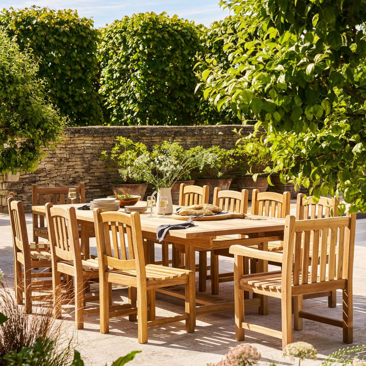 Garden Trading Arrow Teak Rectangular Extending Dining Table 240-300cm