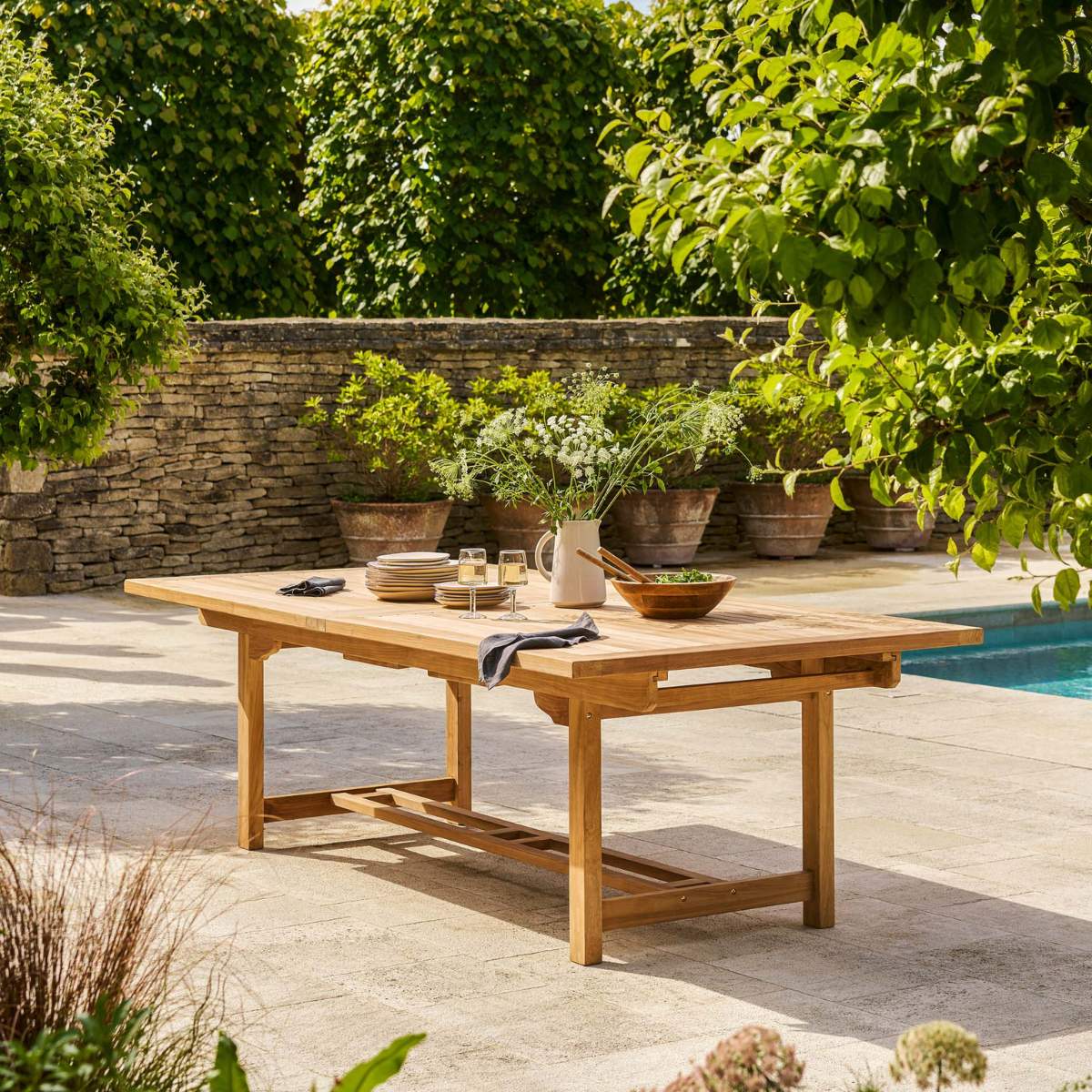 Garden Trading Arrow Teak Rectangular Extending Dining Table 240-300cm