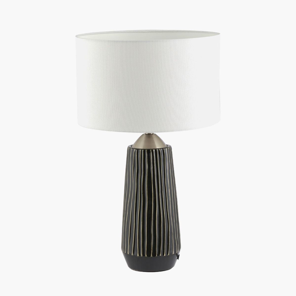 Pacific Lifestyle Artemis Black Textured Ceramic and Brushed Silver Tall Table Lamp