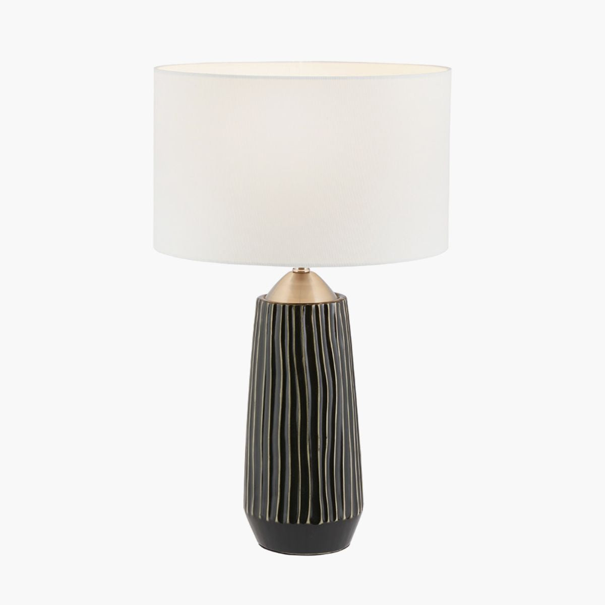 Pacific Lifestyle Artemis Black Textured Ceramic and Brushed Silver Tall Table Lamp