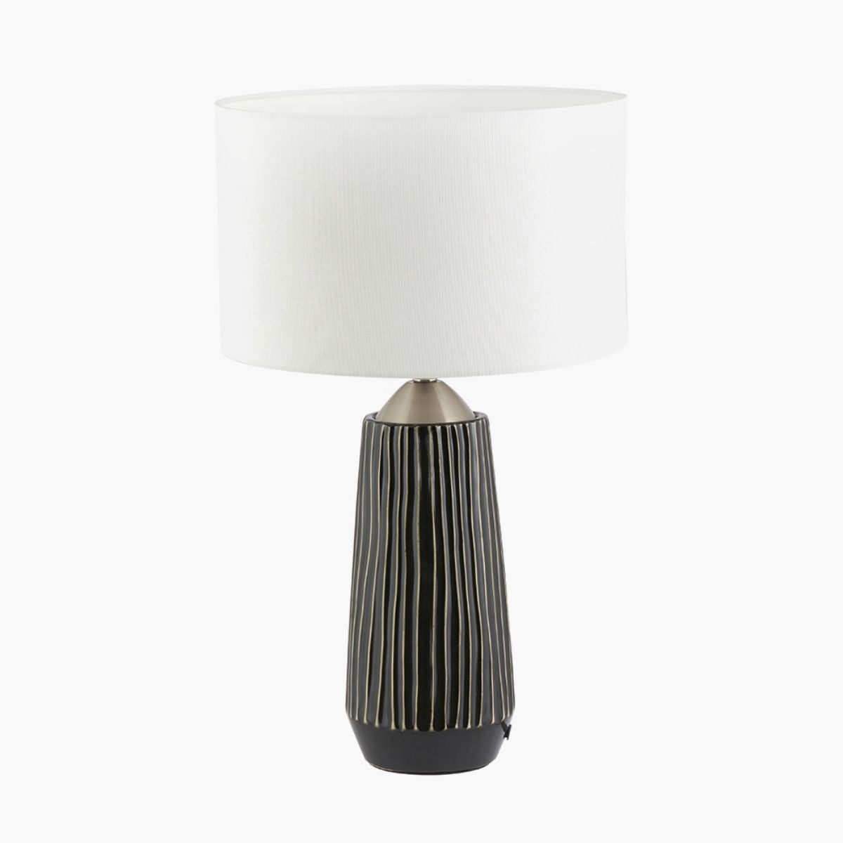 Pacific Lifestyle Artemis Black Textured Ceramic and Brushed Silver Tall Table Lamp