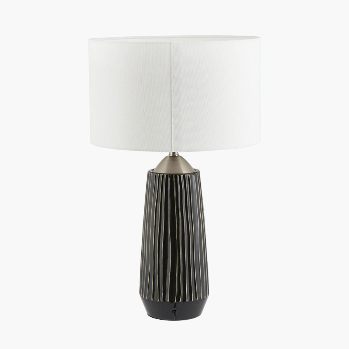 Pacific Lifestyle Artemis Black Textured Ceramic and Brushed Silver Tall Table Lamp