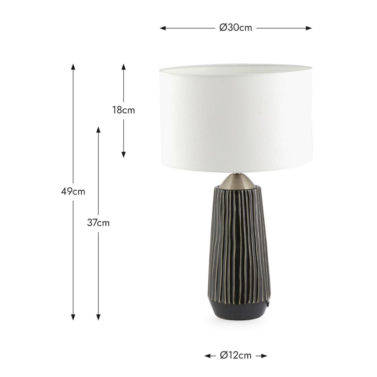 Pacific Lifestyle Artemis Black Textured Ceramic and Brushed Silver Tall Table Lamp