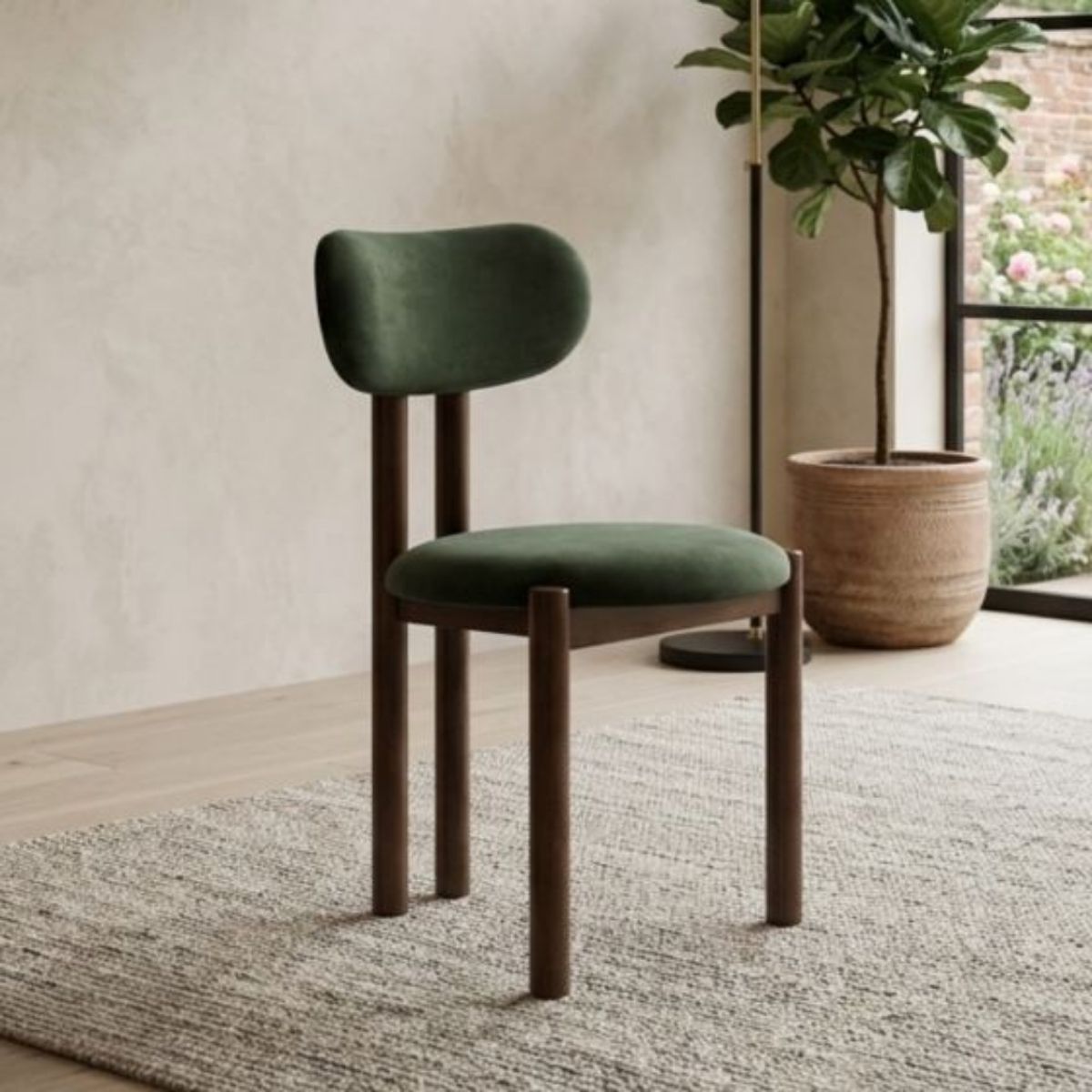 Trade Furniture Aspen Green Velvet Oak Dining Chair