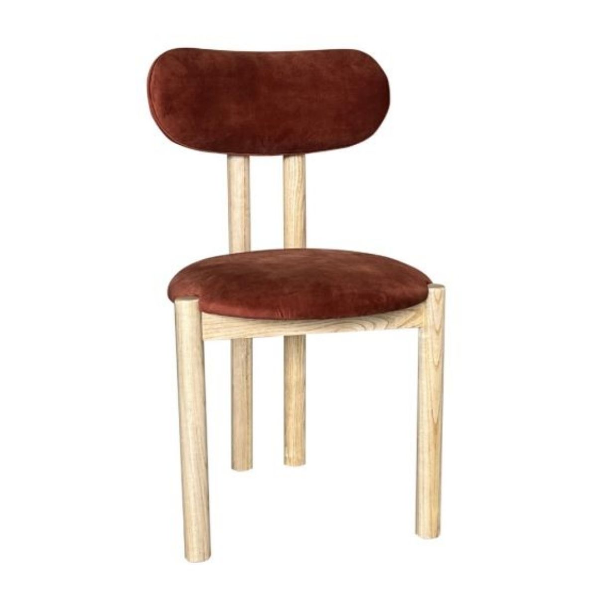 Trade Furniture Aspen Orange Rust Velvet Oak Dining Chair