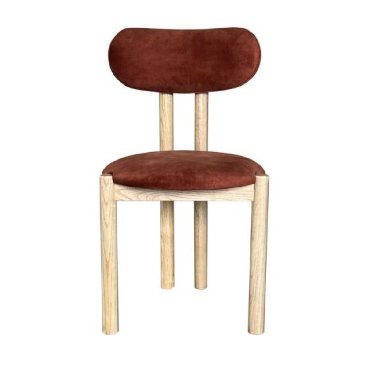 Trade Furniture Aspen Orange Rust Velvet Oak Dining Chair