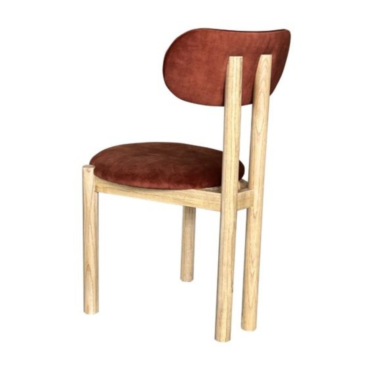 Trade Furniture Aspen Orange Rust Velvet Oak Dining Chair