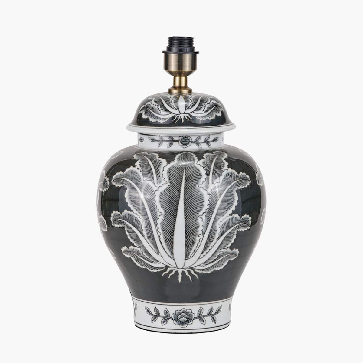 Pacific Lifestyle Asteria Black and White Feather Ceramic Urn Table Lamp Base