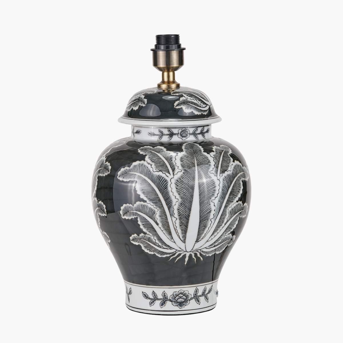 Pacific Lifestyle Asteria Black and White Feather Ceramic Urn Table Lamp Base