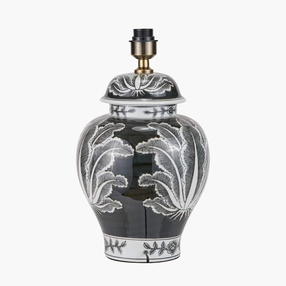 Pacific Lifestyle Asteria Black and White Feather Ceramic Urn Table Lamp Base