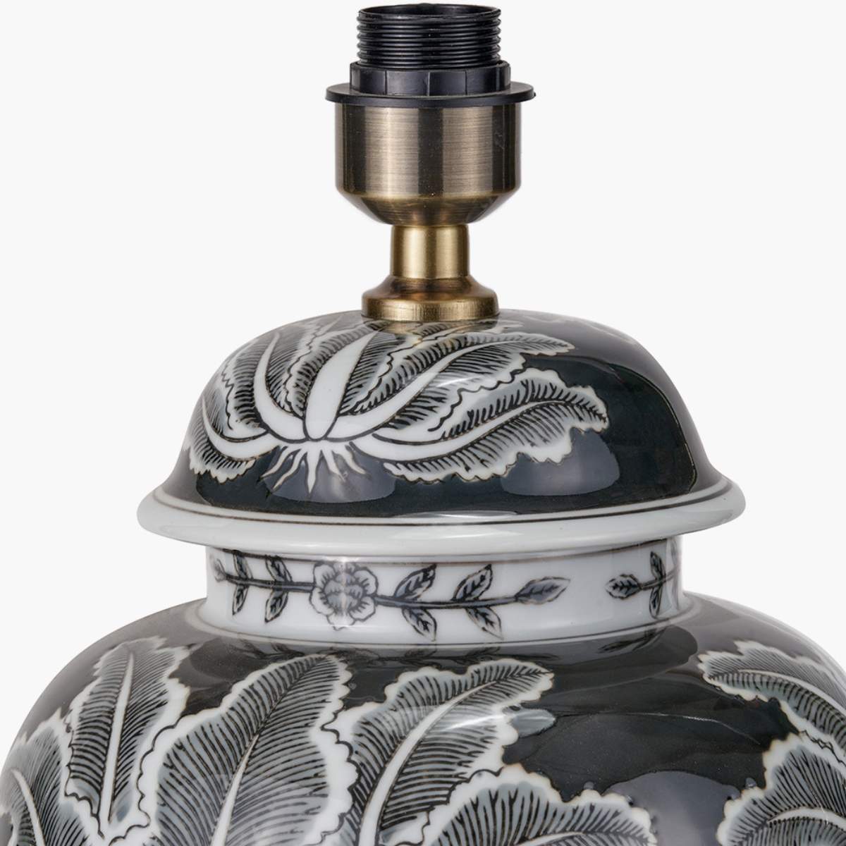 Pacific Lifestyle Asteria Black and White Feather Ceramic Urn Table Lamp Base