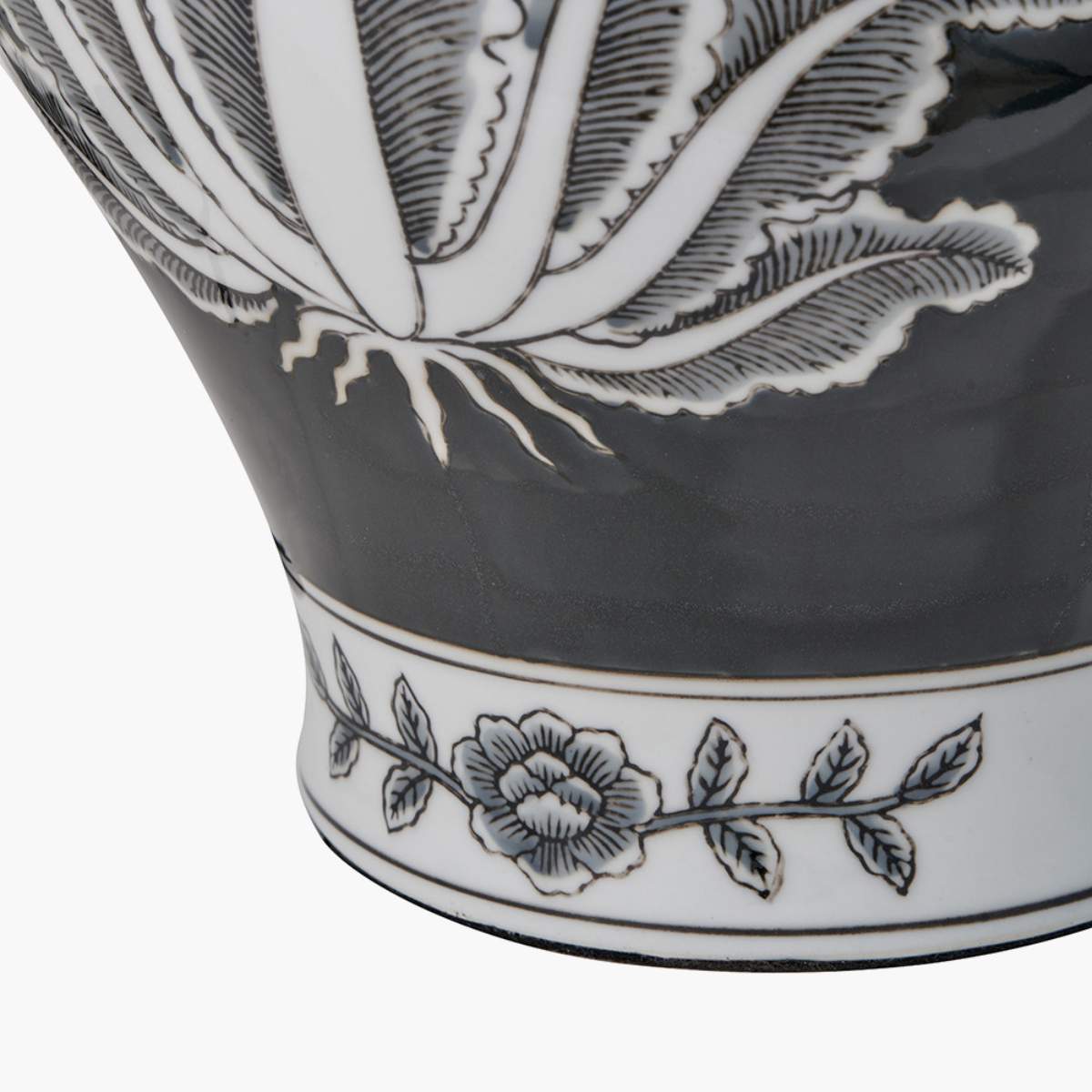 Pacific Lifestyle Asteria Black and White Feather Ceramic Urn Table Lamp Base