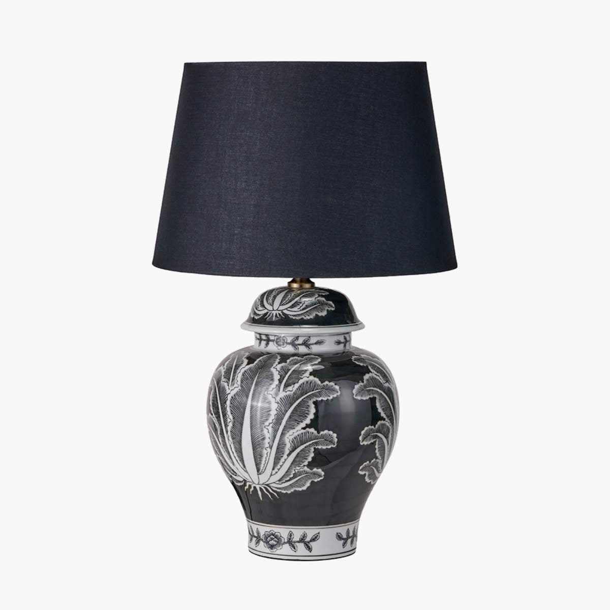 Pacific Lifestyle Asteria Black and White Feather Ceramic Urn Table Lamp Base