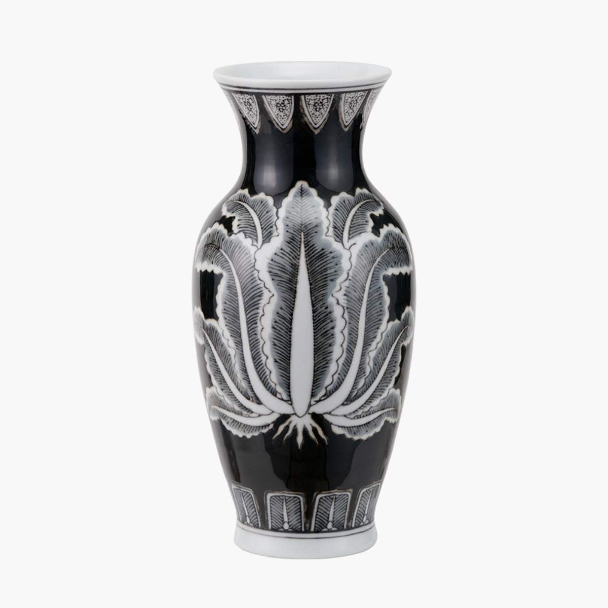 Pacific Lifestyle Asteria Black and White Feather Ceramic Urn Vase