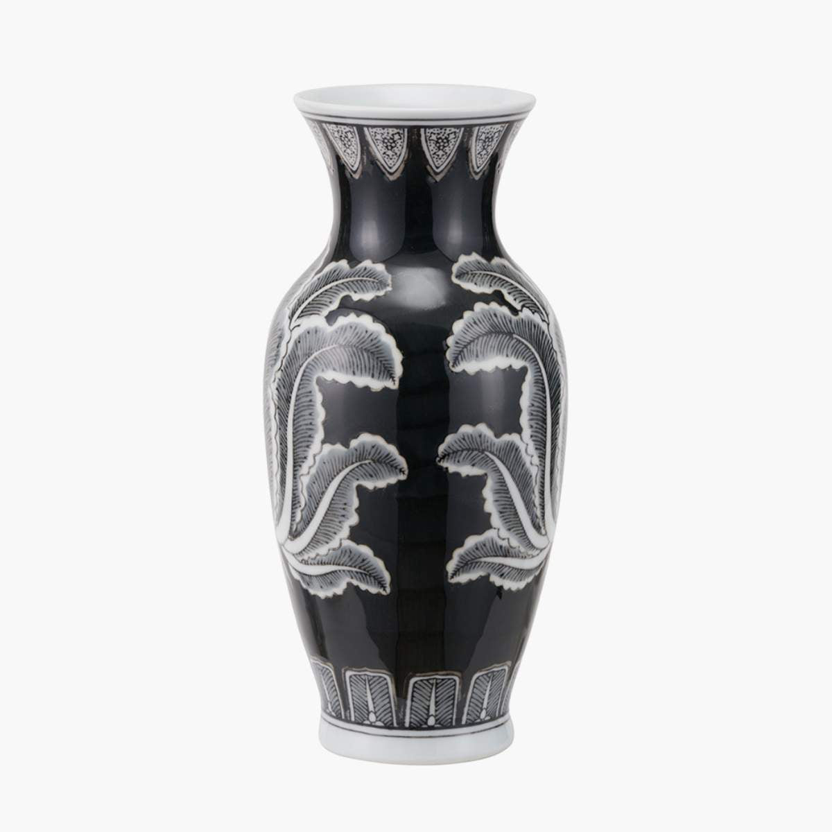 Pacific Lifestyle Asteria Black and White Feather Ceramic Urn Vase