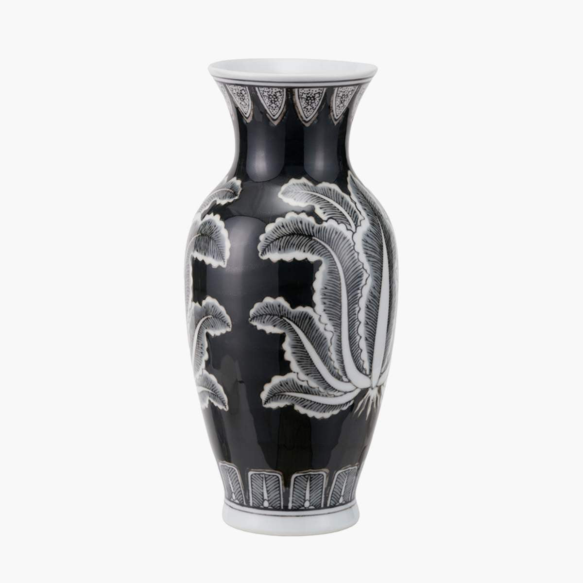 Pacific Lifestyle Asteria Black and White Feather Ceramic Urn Vase