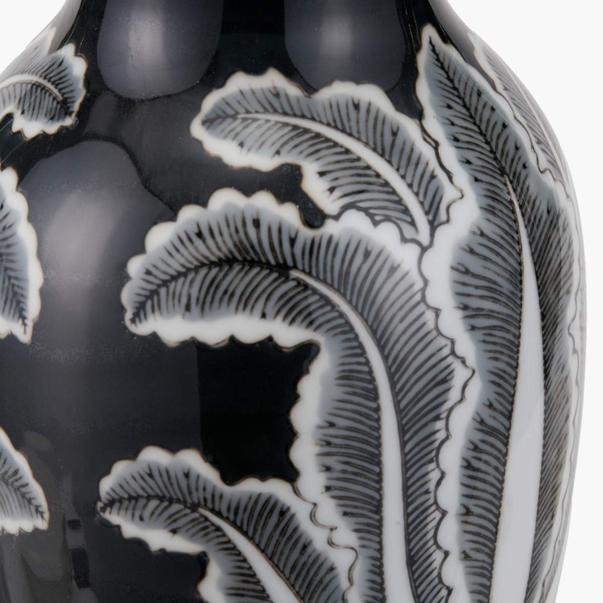 Pacific Lifestyle Asteria Black and White Feather Ceramic Urn Vase