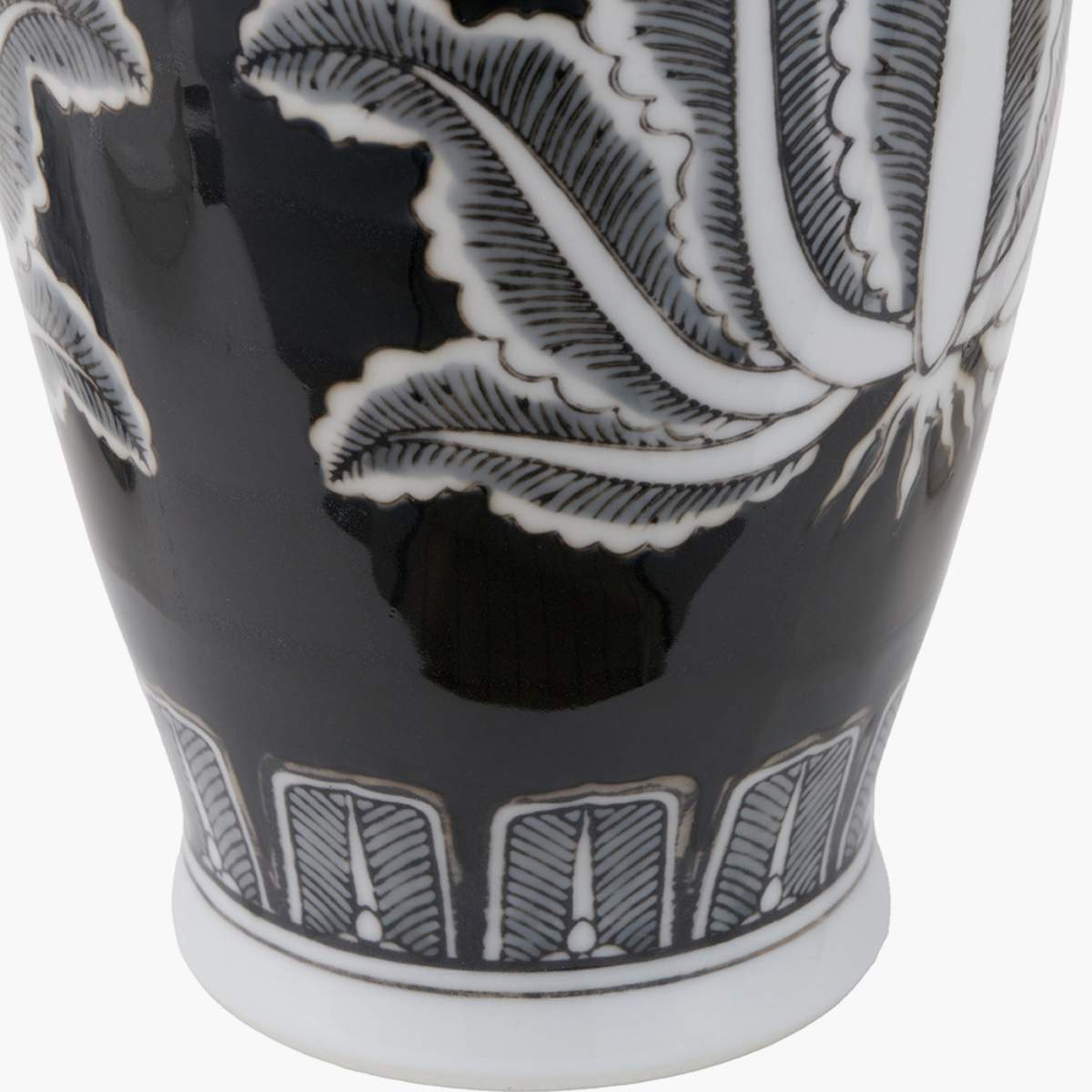 Pacific Lifestyle Asteria Black and White Feather Ceramic Urn Vase