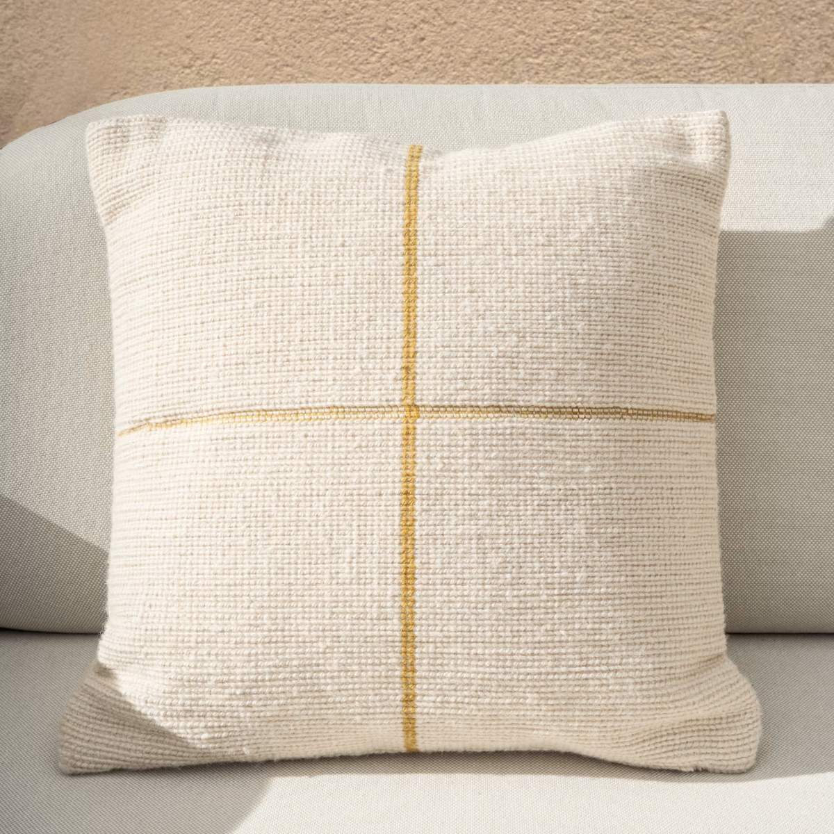 Kave Home Atima yellow 100% PET jacquard cushion cover 45 x 45cm
