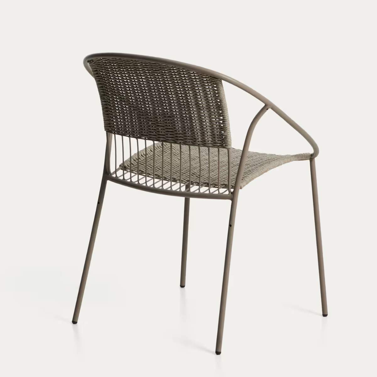 Kave Home Atrani stackable outdoor chair in galvanised steel and green rope