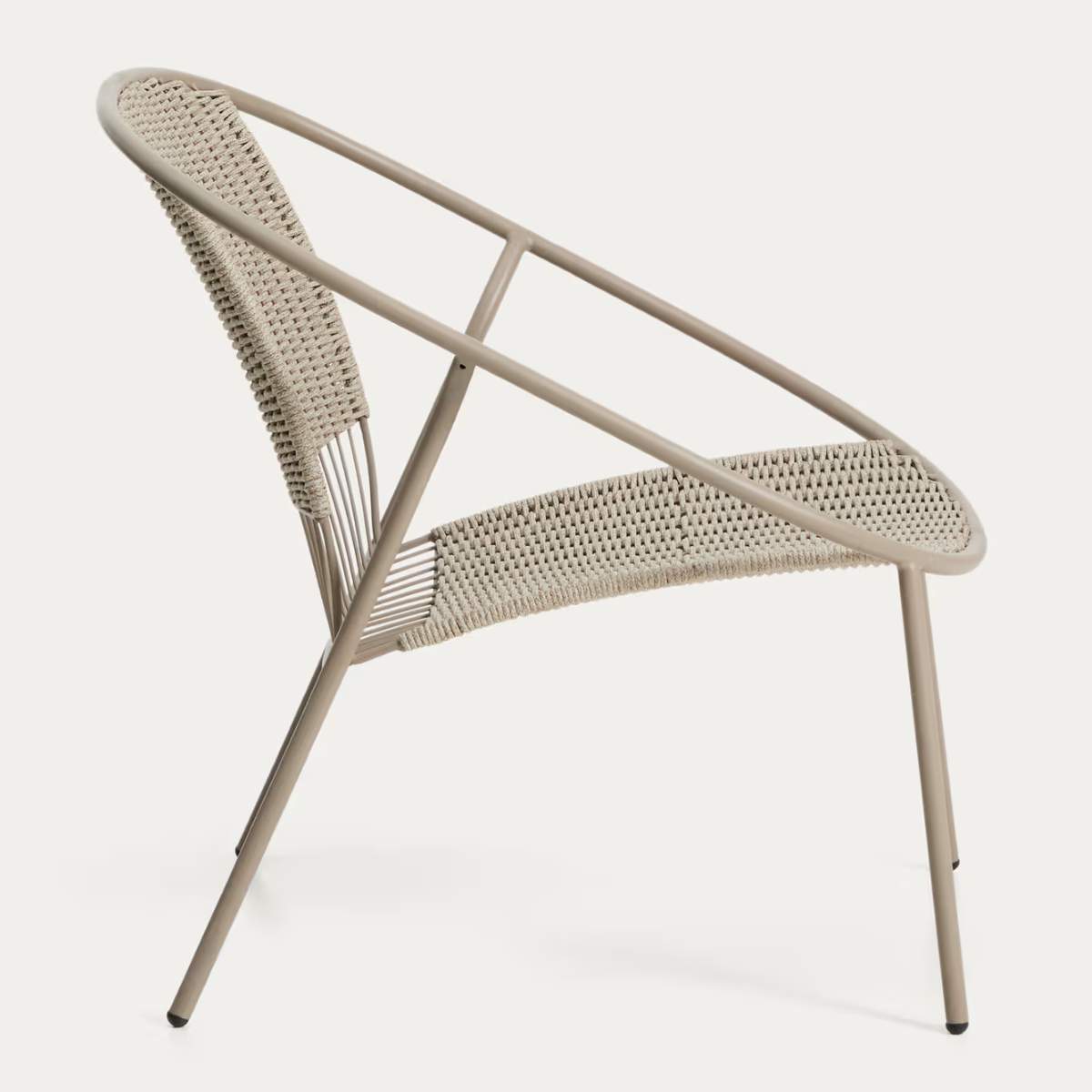 Kave Home Atrani stackable armchair in galvanized steel and green rope