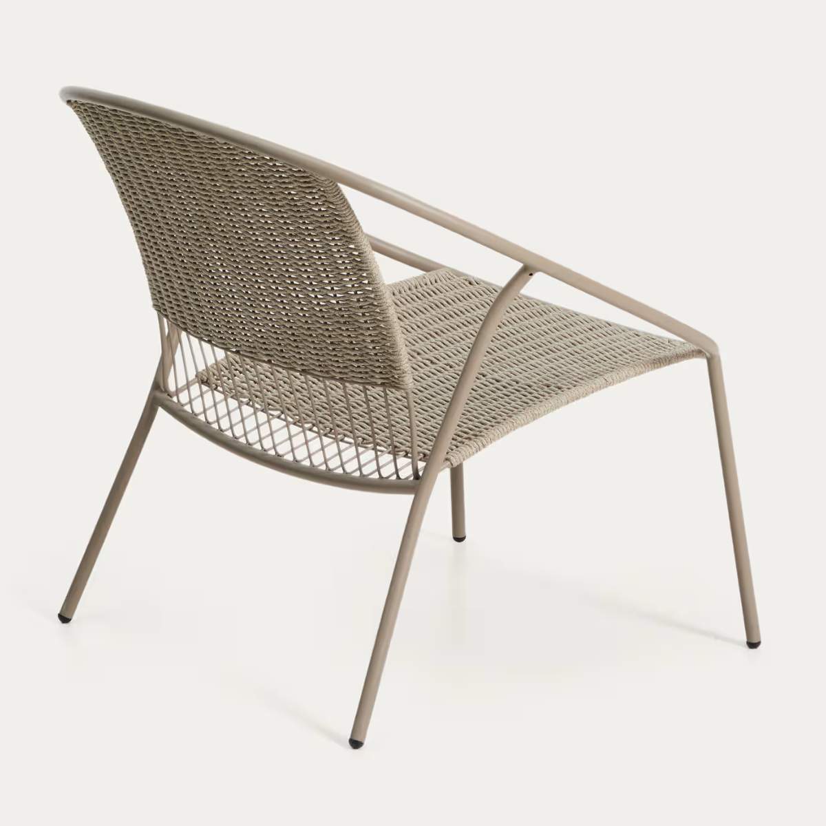 Kave Home Atrani stackable armchair in galvanized steel and green rope
