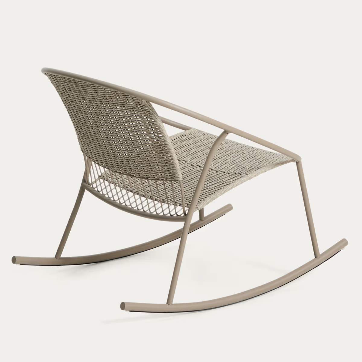 Kave Home Atrani rocking chair in galvanized steel and green rope