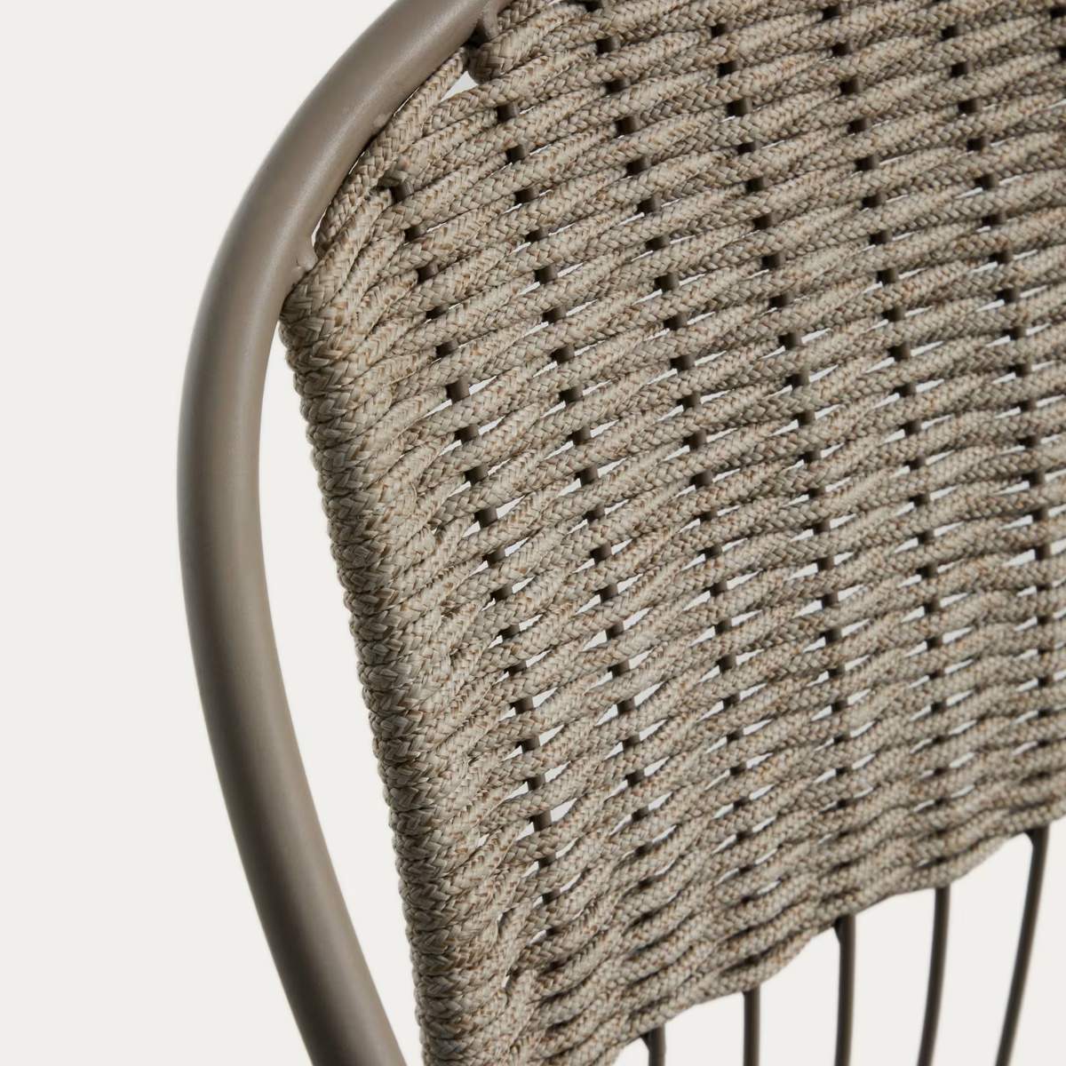 Kave Home Atrani stackable outdoor chair in galvanised steel and green rope