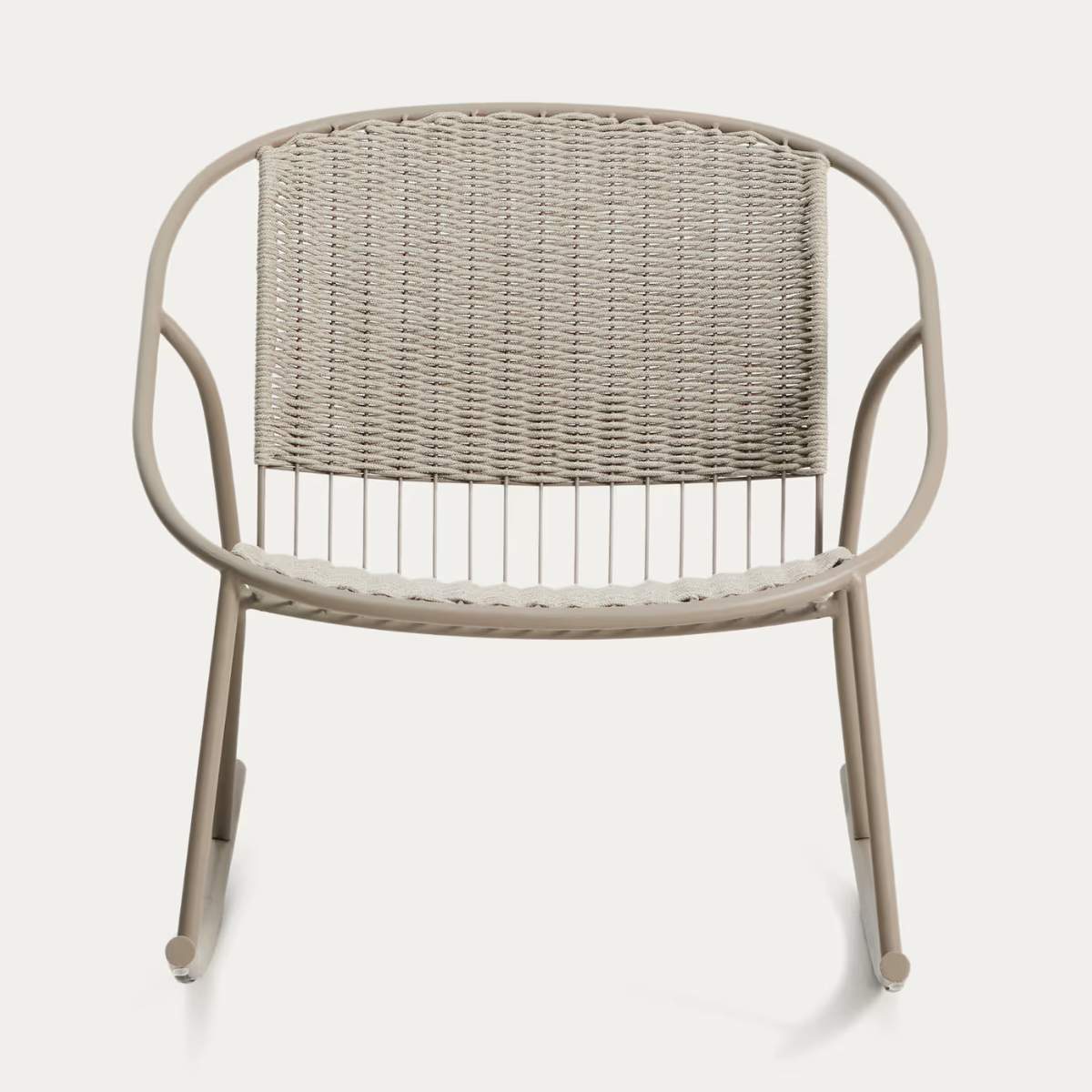 Kave Home Atrani rocking chair in galvanized steel and green rope