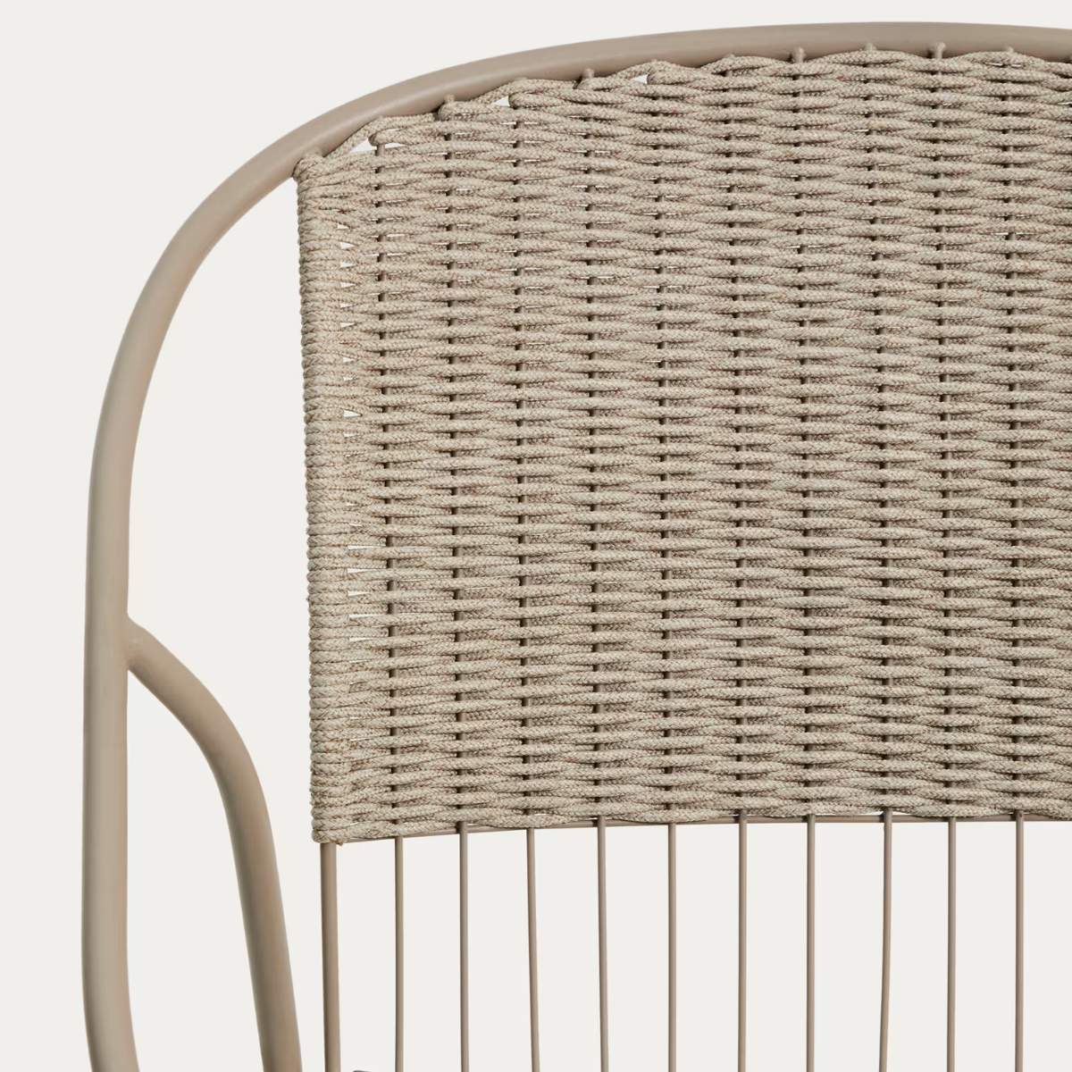 Kave Home Atrani stackable armchair in galvanized steel and green rope