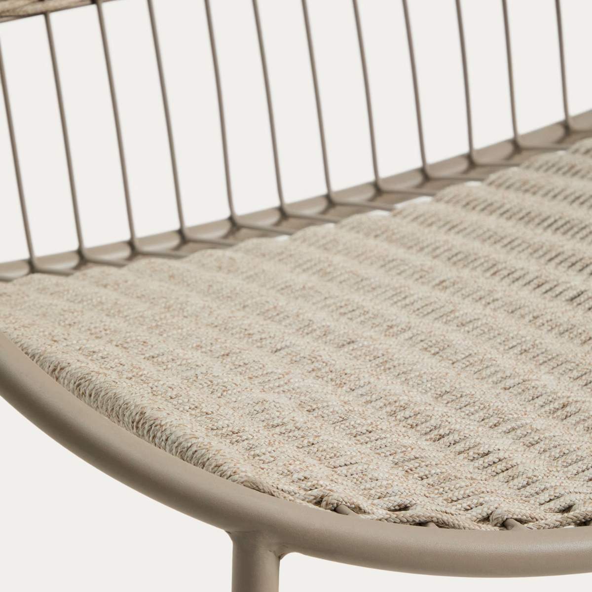 Kave Home Atrani stackable armchair in galvanized steel and green rope