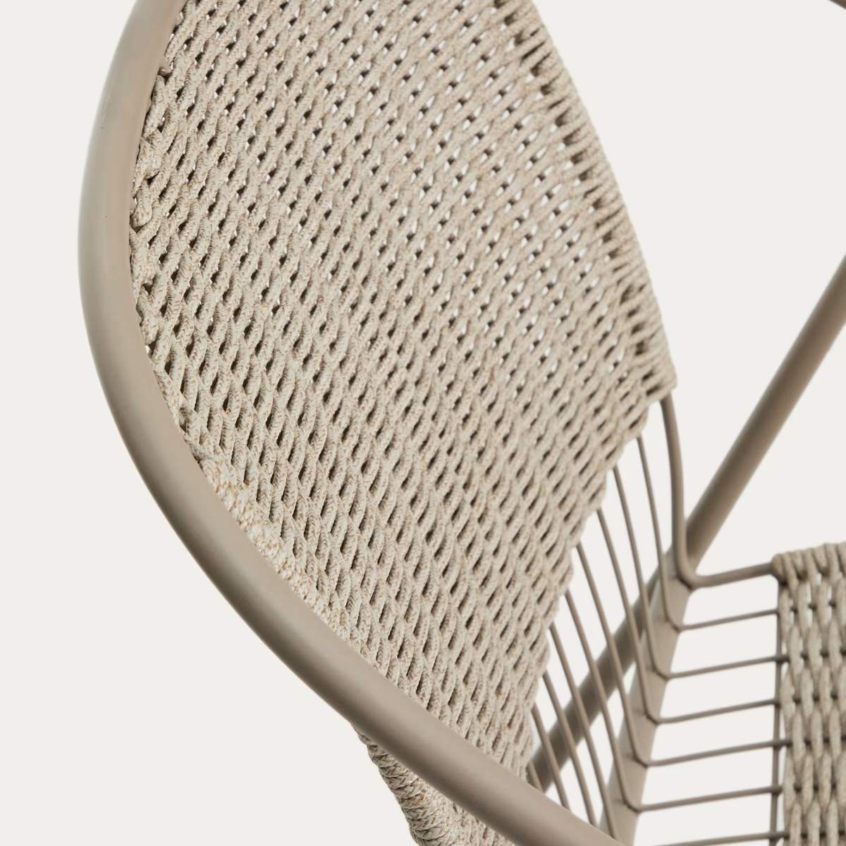 Kave Home Atrani stackable armchair in galvanized steel and green rope